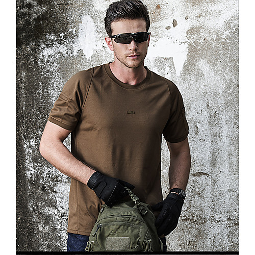 

Men's Hunting T-shirt Outdoor Breathable Ventilation Fast Dry Outdoor Summer Solid Colored Nylon Black Blue Grey