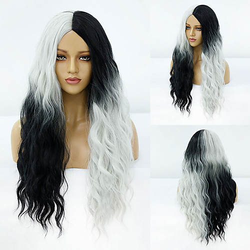 

Synthetic Wig Deep Wave Middle Part Wig Medium Length A15 A16 A17 A18 A10 Synthetic Hair Women's Cosplay Party Fashion White Gray