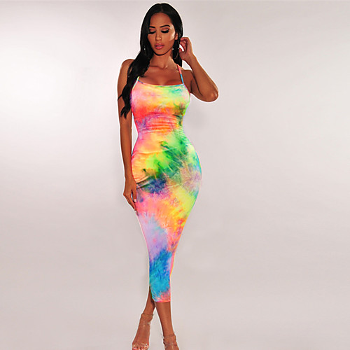 

european and american cross-border hot style 2020 spring and summer new women's tie-dye sling long skirt female amazon foreign trade dress
