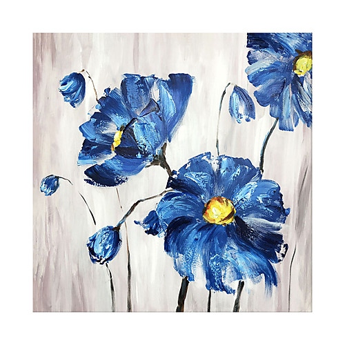 

Oil Painting Hand Painted Square Abstract Floral / Botanical Modern Rolled Canvas (No Frame)