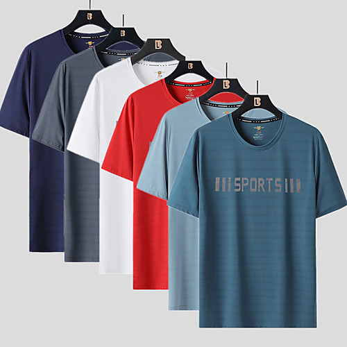 

Men's T shirt Hiking Tee shirt Short Sleeve Crew Neck Tee Tshirt Top Outdoor Lightweight Breathable Quick Dry Ventilation Autumn / Fall Spring Polyester Solid Color White Black Red Hunting Fishing