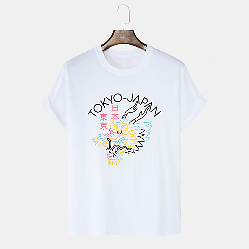 

Men's Unisex T shirt Hot Stamping Dragon Graphic Prints Letter Plus Size Print Short Sleeve Daily Tops 100% Cotton Basic Casual White Black Blushing Pink