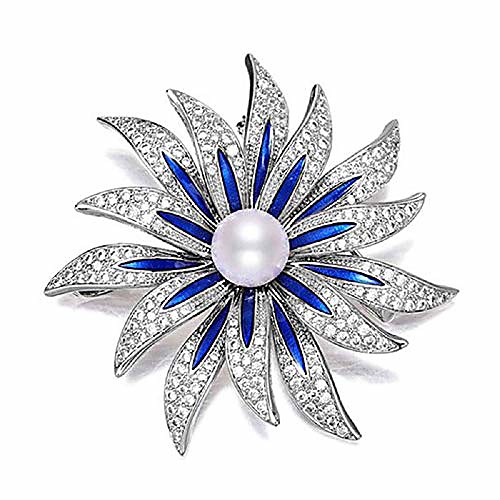 

zzrwish vintage women's brooches flower brooch pins for women dress wedding banquet girls lapel pin fashion lot (middle pearl with sunflower - silver tone)