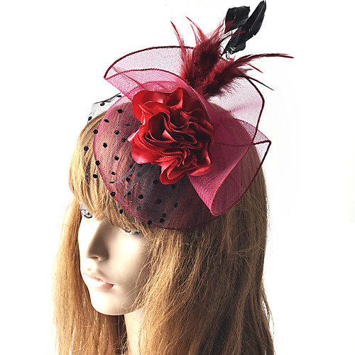 

Elegant Retro Tulle Fascinators with Floral / Polka Dot 1 Piece Special Occasion / Party / Evening Headpiece