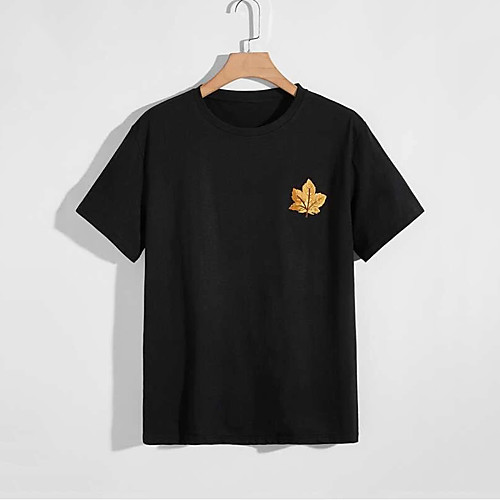 

Men's Unisex T shirt Hot Stamping Plants Plus Size Print Short Sleeve Casual Tops 100% Cotton Basic Casual Fashion Black