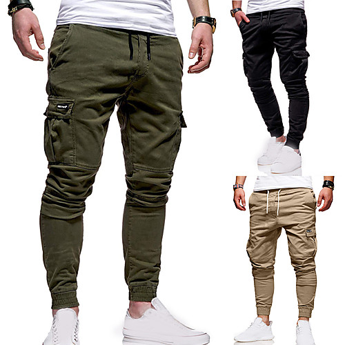 

Men's Sweatpants Joggers Track Pants Bottoms Drawstring Cotton Fitness Gym Workout Performance Running Training Breathable Soft Sweat wicking Sport Solid Colored Dark Grey Black Army Green Light Grey