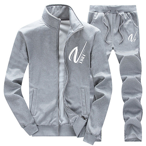 

Men's Sweatsuit 2 Piece Set Pure Color Elastic Waistband Stand Collar Sport Athleisure Clothing Suit Long Sleeve Breathable Soft Comfortable Exercise & Fitness Everyday Use Outdoor Fitness Exercising