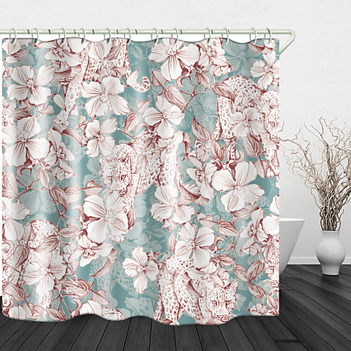

Wild Leopard Print Waterproof Fabric Shower Curtain for Bathroom Home Decor Covered Bathtub Curtains Liner Includes with Hooks