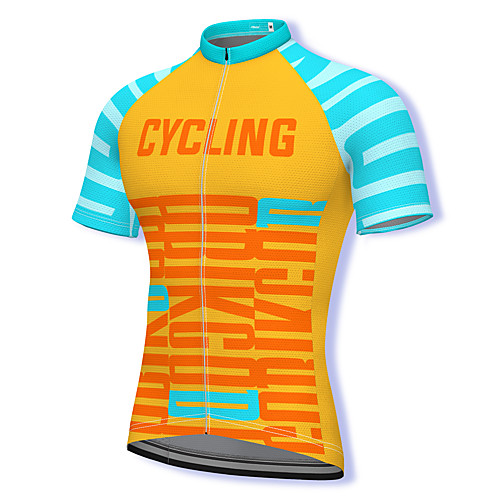 

21Grams Men's Short Sleeve Cycling Jersey Spandex Yellow Bike Top Mountain Bike MTB Road Bike Cycling Breathable Quick Dry Sports Clothing Apparel / Athleisure