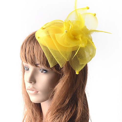 

Romantic Retro Tulle Fascinators with Feather / Solid 1 Piece Special Occasion / Party / Evening Headpiece