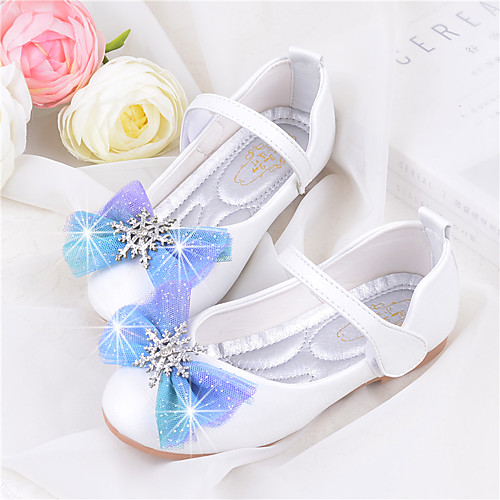 

Girls' Princess Shoes Flower Girl Flats Shoes School Shoes Rhinestone Bowknot Sparkling Glitter Rubber PU Little Kids(4-7ys) Big Kids(7years ) Daily Party & Evening Walking Shoes White Blue Pink