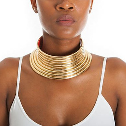 

african jewelry statement chokers egypt gold tone choker women chunky leather collar necklace (a-gold)