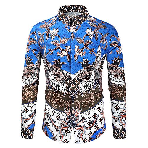 

Men's Shirt 3D Print Graphic Long Sleeve Daily Tops Blue
