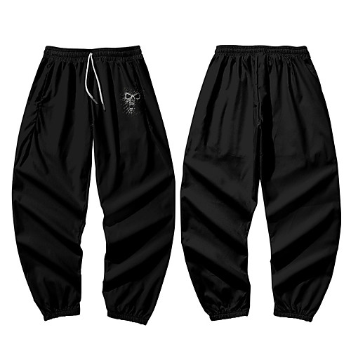 

Men's Casual / Sporty Athleisure Daily Sports Jogger Pants Sweatpants Pants Skull Full Length Elastic Waist 3D Print Black