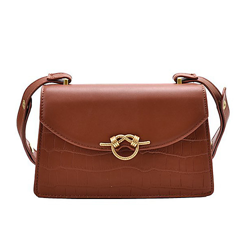 

Women's Bags PU Leather Crossbody Bag Buttons Daily Outdoor 2021 Baguette Bag MessengerBag Dark Brown White Black Brown