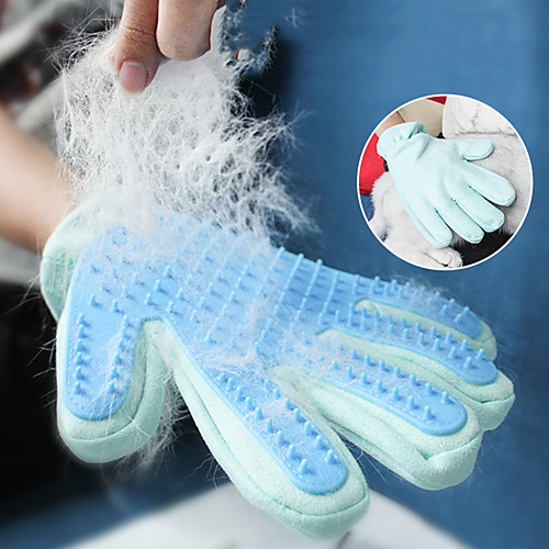 

Dog Cat Pet Grooming Brush Pet Grooming Glove Silica Gel Dog Clean Supply Pet Hair Remover Massage Easy to Clean Deshedding Glove Pet Grooming Supplies Blue Pink