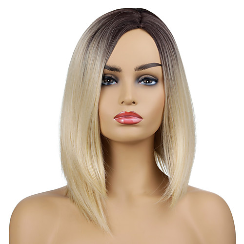 

Synthetic Wig Natural Straight Side Part Wig Short Black / Gold Synthetic Hair Women's Party Fashion Comfy Blonde Black