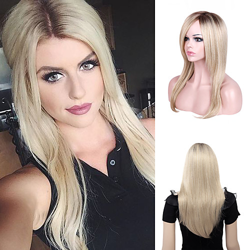 

Natural Straight Mid-length Gradient Color Wig Synthetic Wig Chemical Fiber Wig Mechanism Female Headgear