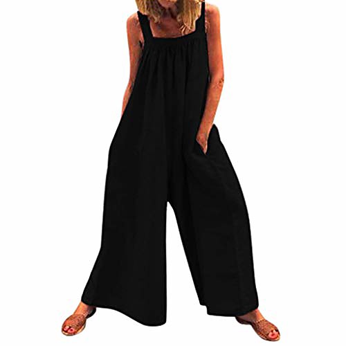 

women overalls cotton wide leg jumpsuits mitiy sleeveless linen baggy pants rompers