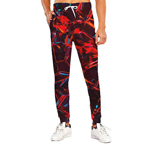 

Men's Sporty Casual / Sporty Breathable Quick Dry Sports Daily Holiday Pants Sweatpants Trousers Pants Graphic Graphic Prints Full Length Print Black