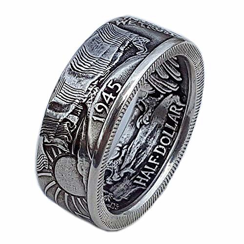 

Imitation Vintage Coin Ring Alloy Men and Women 1945 Ring Size 9
