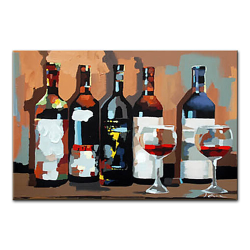 

Mintura Large Size Hand Painted Abstract Wine Bottle Oil Painting on Canvas Modern Wall Art Pictures For Home Decoration (Rolled Canvas without Frame)