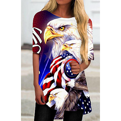 

Women's T Shirt Dress Tee Dress Short Mini Dress White Red Half Sleeve Flag Animal Print Spring Summer Round Neck Casual 2021 S M L XL XXL 3XL
