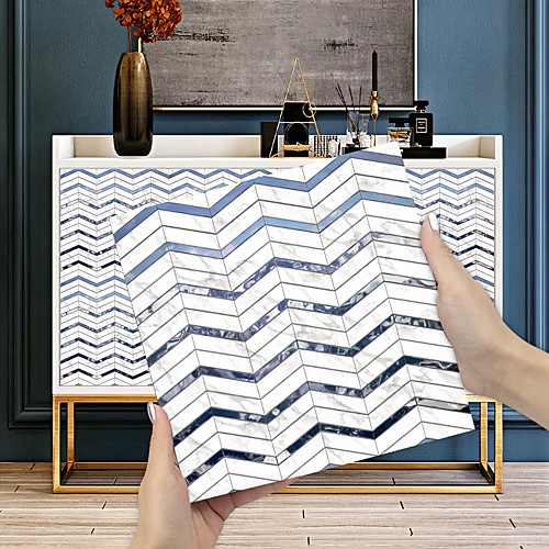 

Imitation Epoxy Tile Stickers Black And White Water Corrugated Wall Stickers House Renovation Diy Self-adhesive Pvc Wallpaper Painting Kitchen Waterproof And Oilproof Wall Stickers