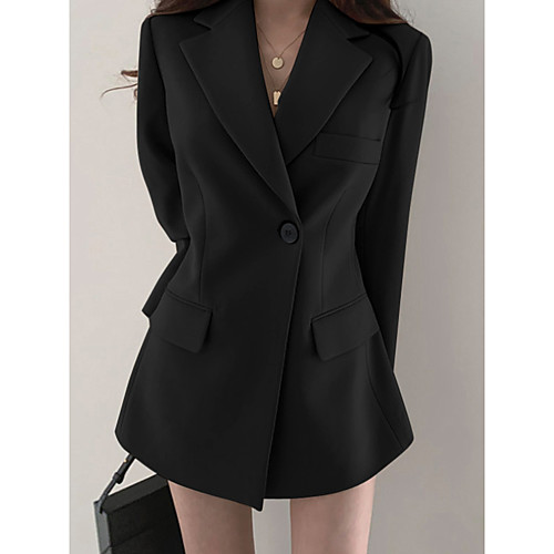 

Women's Single Breasted One-button Blazer Solid Colored Dailywear Black / Blushing Pink / Khaki S / M / L