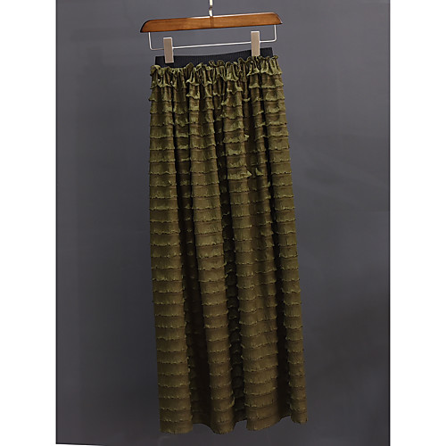 

Women's Daily Elegant Skirts Solid Colored Layered Army Green