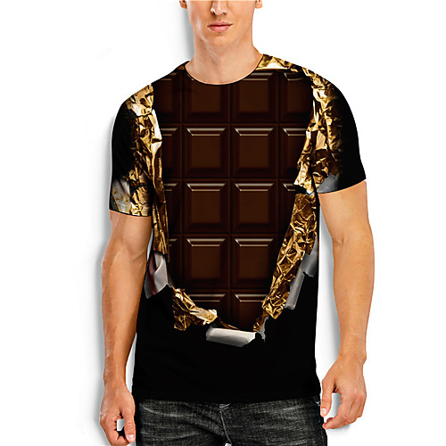 

Men's Tees T shirt 3D Print Food Graphic Prints Print Short Sleeve Daily Tops Casual Designer Big and Tall Black