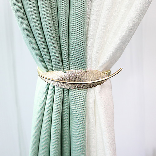 

1 Piece Elegant Feather Style Metal Spring Strap Curtain Buckle Decorative Draperies Holdback