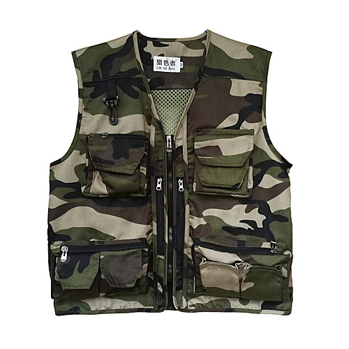 

Men's Hiking Vest / Gilet Fishing Vest Military Tactical Vest Sleeveless Outerwear Vest / Gilet Top Outdoor Lightweight Breathable Quick Dry Sweat wicking Autumn / Fall Spring Cotton Polyester Camo