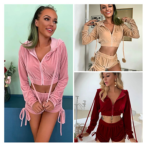 

Women's 2 Piece Full Zip Tracksuit Sweatsuit Casual Athleisure Long Sleeve 2pcs Winter High Waist Pleuche Thermal Warm Breathable Moisture Wicking Fitness Running Jogging Exercise Sportswear Solid