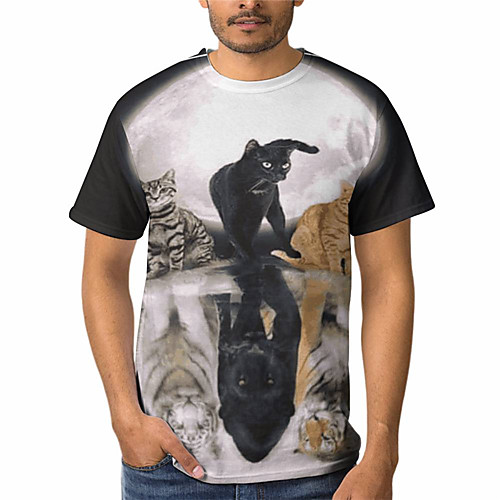 

Men's T shirt 3D Print Graphic Animal 3D Print Short Sleeve Daily Tops Basic Casual White