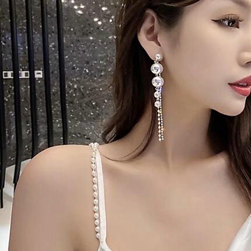 

Women's Drop Earrings Tassel Fringe Stylish Modern Imitation Pearl Earrings Jewelry Gold For Date Festival 1 Pair