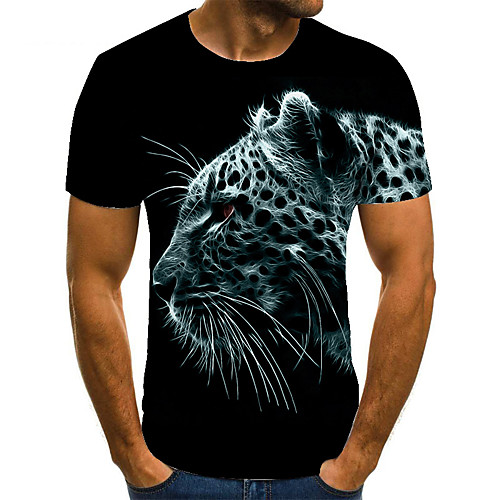 

Men's T shirt 3D Print Animal 3D Print Print Short Sleeve Casual Tops Casual Fashion Black / Red