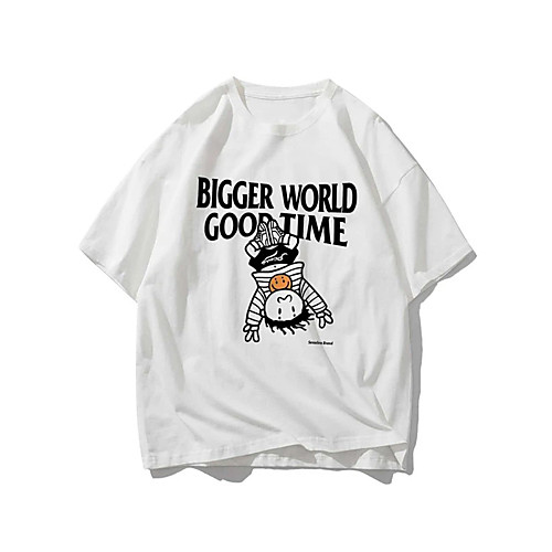 

Men's T shirt Hot Stamping Graphic Prints Letter Print Short Sleeve Daily Tops 100% Cotton Fashion Vintage Classic White