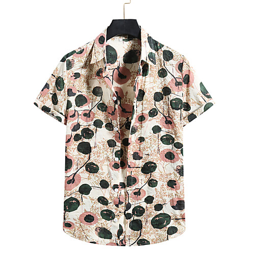 

Men's Shirt 3D Print Graphic Prints Print Short Sleeve Vacation Tops Beige