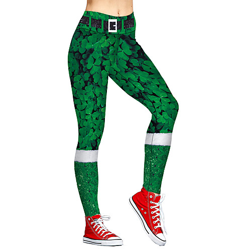 

Women's High Waist Yoga Pants Cropped Leggings Tummy Control Butt Lift Breathable Green Spandex Yoga Fitness Gym Workout Sports Activewear Stretchy / Athletic / Athleisure