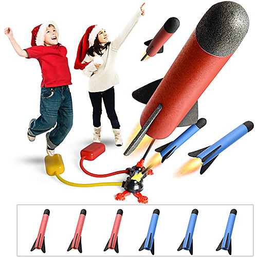 

Activity Toy Jump Rocket Launchers Outdoor Toys 7 pcs with Launcher and Foam Rockets Kid's Adults' Gift Party Favor Summer Outdoor Toys