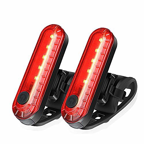 

victagen usb rechargeable led bike tail light 2 pack/1 pack with 300 mah lithium battery, bicycle rear light keep cycling safe, four light mode flashlight, fits on all bike and helmet.