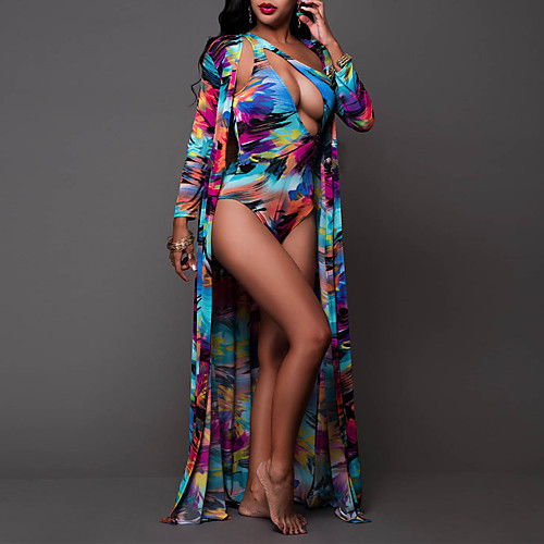 

Women's One Piece Swimsuit Abstract Print Normal Swimwear Bathing Suits Rainbow