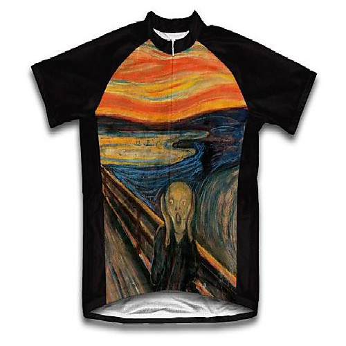 

munch - the scream short sleeve cycling jersey for men - size 3xl blue