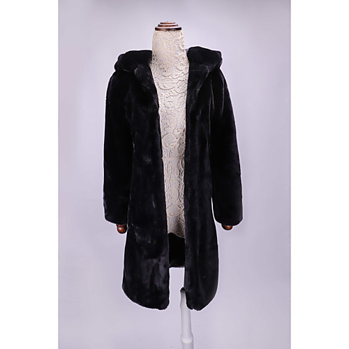 

Women's Solid Colored Fall & Winter Faux Fur Coat Regular Daily Long Sleeve Faux Fur Coat Tops Black