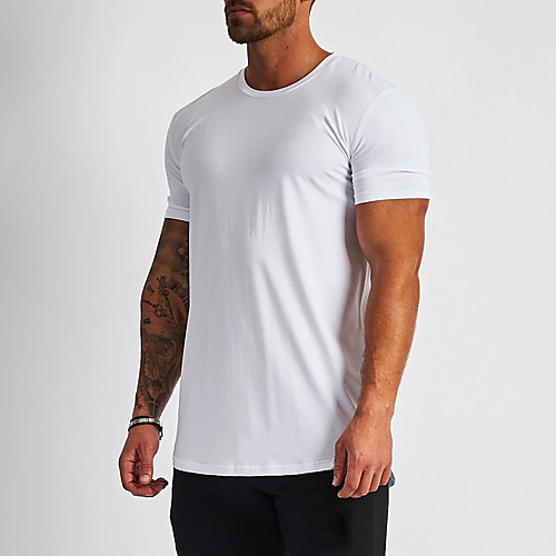 

Men's Short Sleeve Workout Tops Running Shirt Tee Tshirt Top Athletic Casual Cotton Breathable Quick Dry Moisture Wicking Fitness Gym Workout Running Jogging Exercise Sportswear Solid Colored White