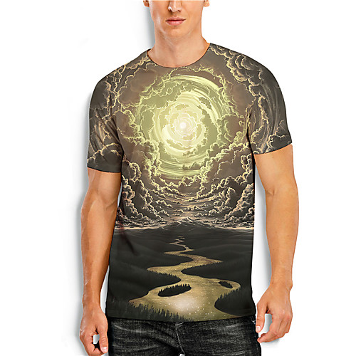 

Men's T shirt 3D Print Graphic Graphic Prints 3D Print Short Sleeve Daily Tops Basic Casual Yellow