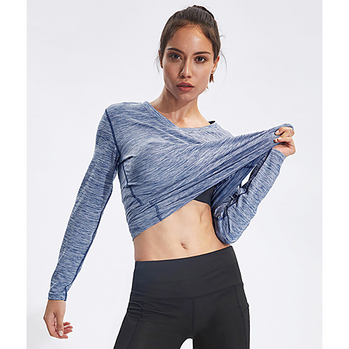 

Women's Long Sleeve Running Shirt Tee Tshirt Top Athletic Athleisure Summer Spandex Moisture Wicking Quick Dry Breathable Fitness Gym Workout Running Training Exercise Sportswear Solid Colored Black