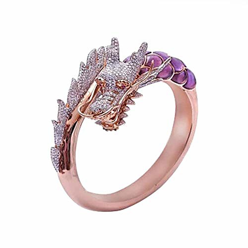 

hsqyj dragon ring devil tail arrows enamel crystal rings gothic dragon engagement anniversary party statement rings simple fashion creative jewelry for women men gift plated rose gold (8)