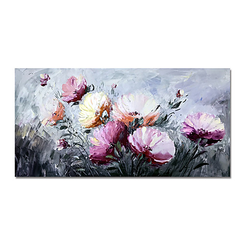 

Oil Painting Hand Painted Horizontal Abstract Floral / Botanical Modern Stretched Canvas